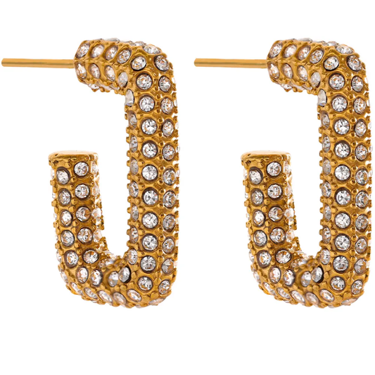 Micro Pave Luxury Cubic Zirconia Earring | Stainless Steel | 18K Gold Plated