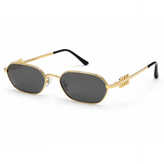 MIU MIU Signature Gold Rectangular Metal Sunglasses