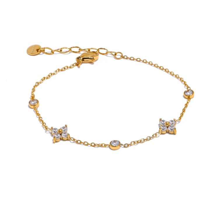 Gold Cubic Zarconia Bracelet | Stainless Steel | 18K Gold Plated | Tarnish-Free