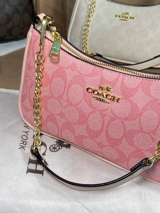 Coach Teri Shoulder Bag Dupe – Signature Canvas (Pink) | Luxury-Inspired Design