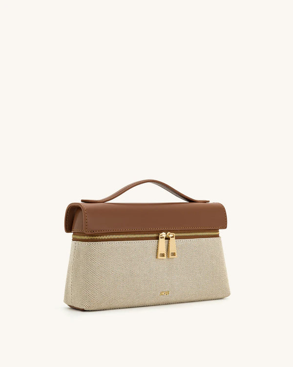 Thea top handle bag - brown canvas