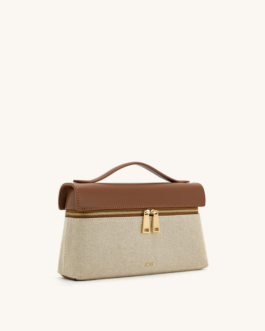 Thea top handle bag - brown canvas