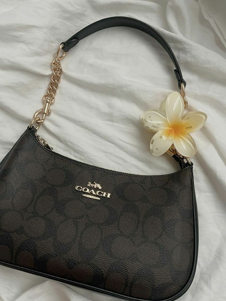 Coach Teri Shoulder Bag Dupe – Signature Canvas (Gold/Walnut/Black) | Luxury-Inspired Design