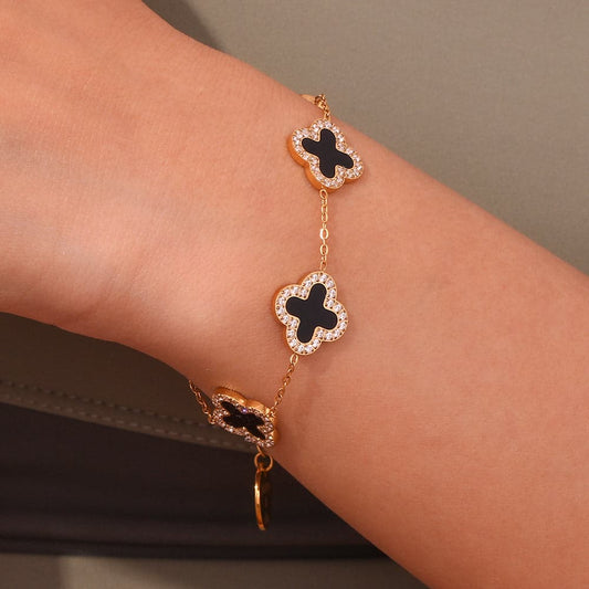 Gold Clover Bracelet | Stainless Steel | 18K Gold Plated