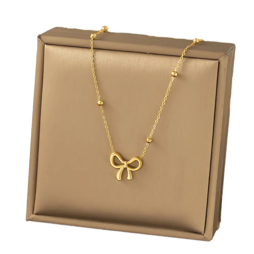 Bow Pendant Necklace | Stainless Steel | 18K Gold Plated | Tarnish-Free