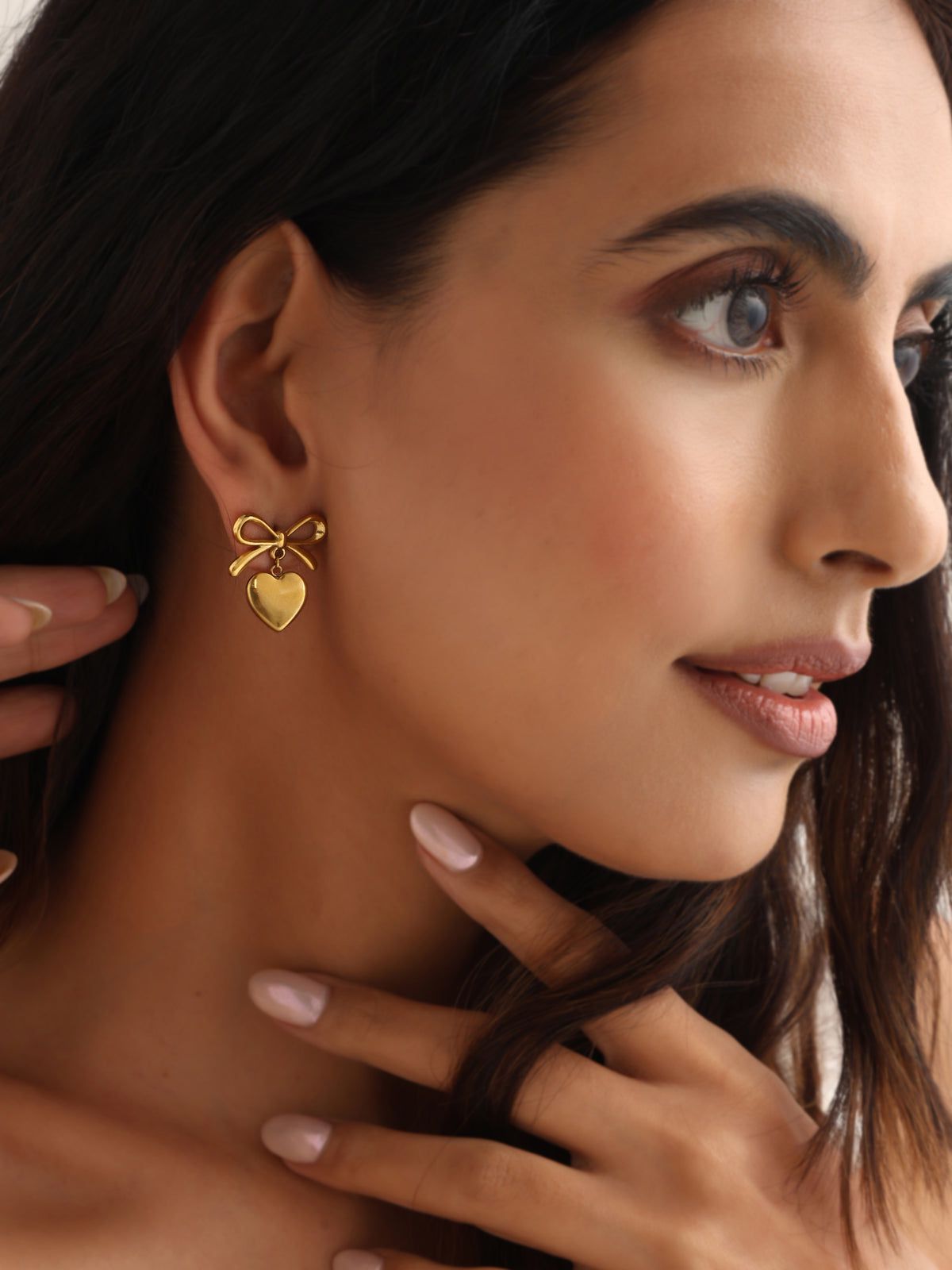 Bow Heart Earrings | Stainless Steel | 18K Gold Plated
