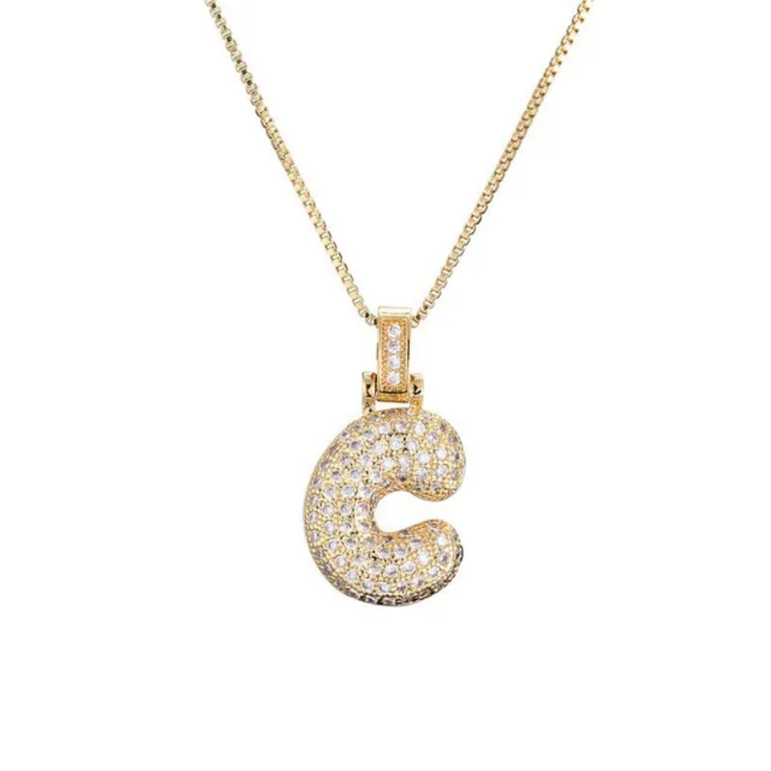 Bubble Letter Necklace – Gold | 18K Gold Plated Stainless Steel | Tarnish-Free