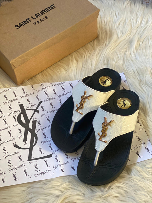 YSL Luxe Croc Comfort Flip Flops